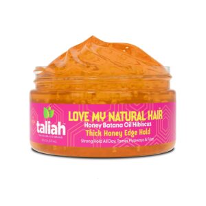 Taliah Waajid Love My Natural Hair Thick Honey Edge Hold 8oz – Extra Hold Edge Control with Honey – Non-Flaking, Moisturizing, Long-Lasting Hold for Natural, Curly, Coily Hair