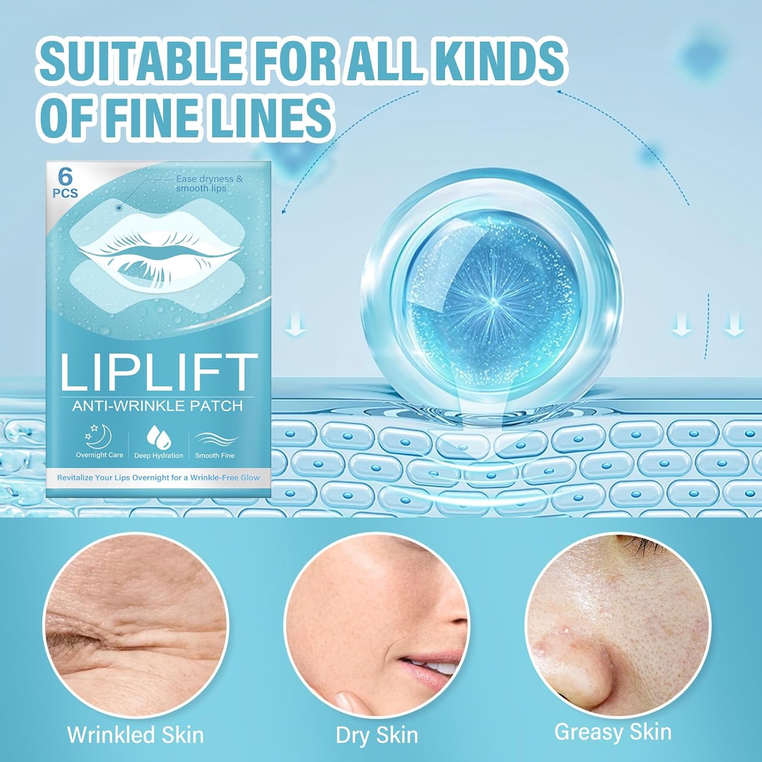 TOMENGBEIAABBCC 3 Pairs Anti-Wrinkle Lip Patches for Smoothing Smile Lines 15ml - Image 7