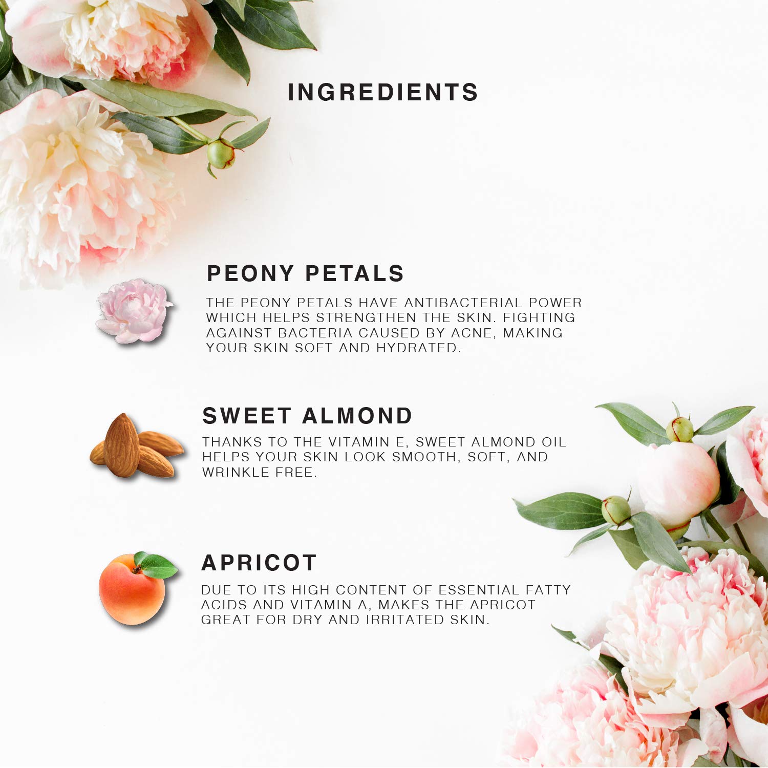 Peony Multi-Use Oil for Face, Body and Hair - Organic Blend of Apricot, Vitamin E Sweet Almond Oil for Dry Skin, Rose Petals & Bergamot Essential Oil - 4 Fl Oz - Image 4