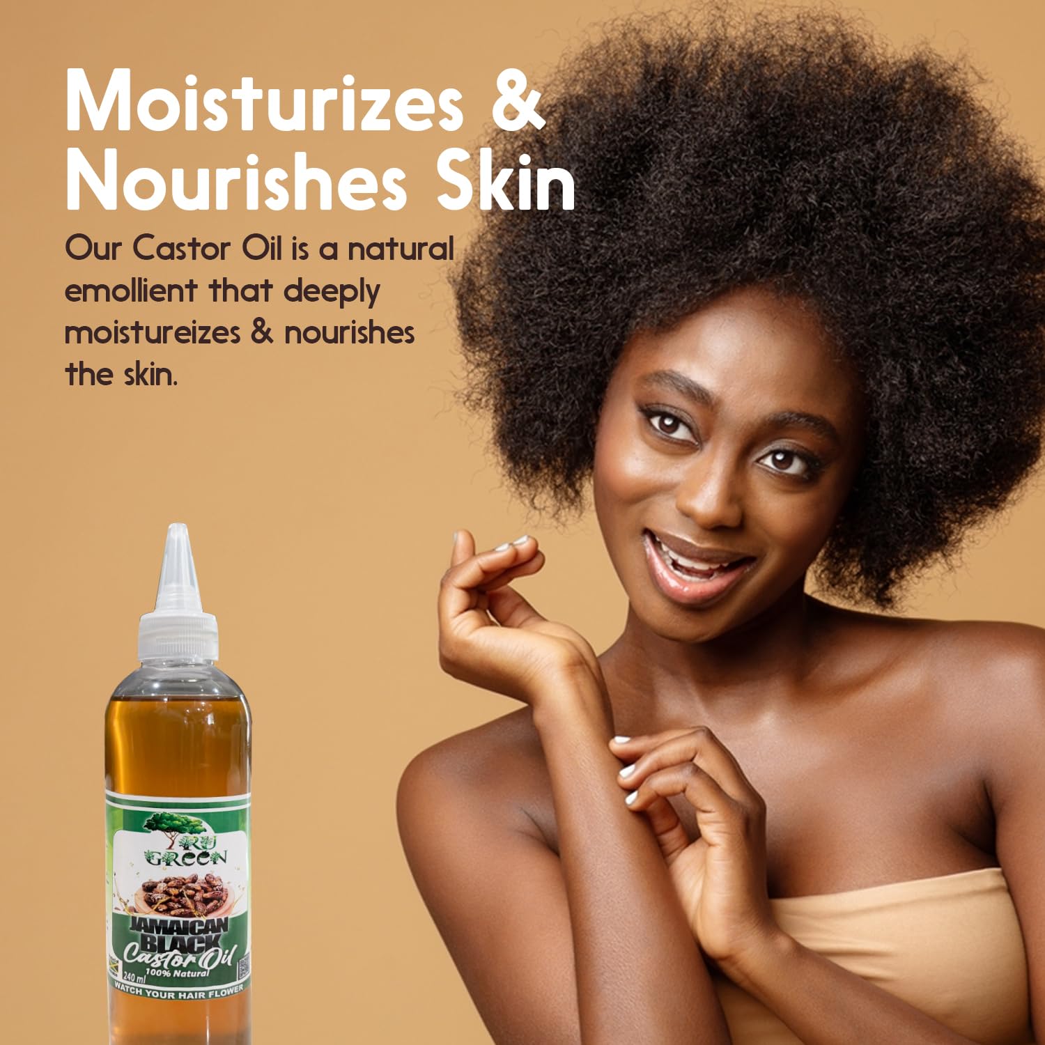 Tru Green Pure Castor Oil, Jamaican Black Castor Lightly Roasted (8 Oz) For All Hair Types. Stimulates hair Follicles And Promotes Growth for Hair, Brows, Skin, And Hair Moisturizer. - Image 4