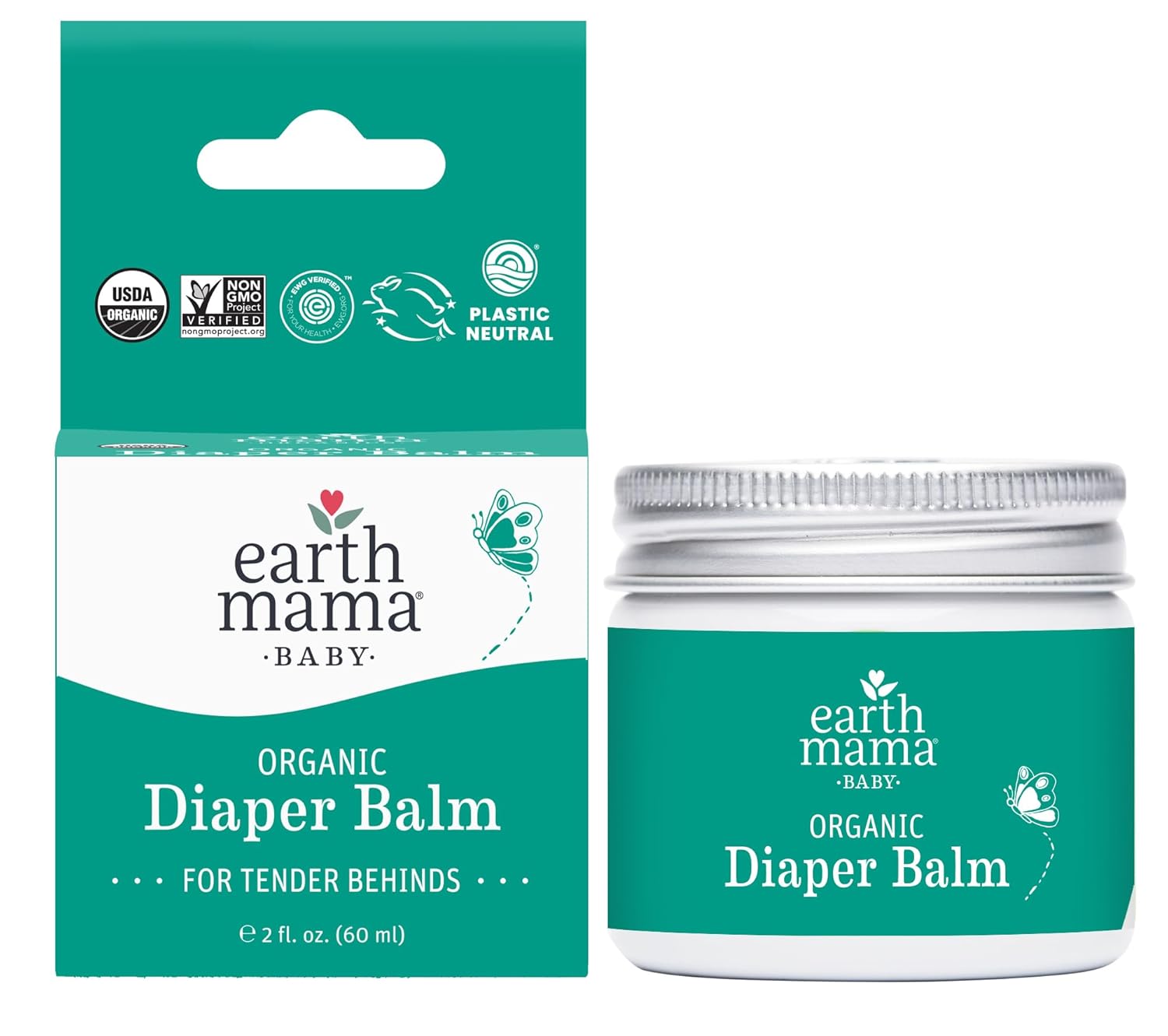 Earth Mama Nipple Butter and Diaper Balm 2-Piece Set for Breastfeeding & Baby Care - Image 2