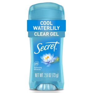 Secret Fresh Antiperspirant Deodorant for Women, 48hr to 72hr Breathable Sweat & Odor Protection, Instant Freshness & Gentle, PH Balancing Minerals, Clear Gel, Cool Waterlily Scent, 2.6 oz