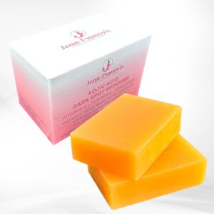 Jean-Francois Kojic Acid Dark Spot Remover Soap Bars with Vitamin C, Collagen, Turmeric - Original Japanese Complex with Hyaluronic Acid, Vitamin C, Vitamin E, Shea Butter, Castile Olive Oil (2 Pack)