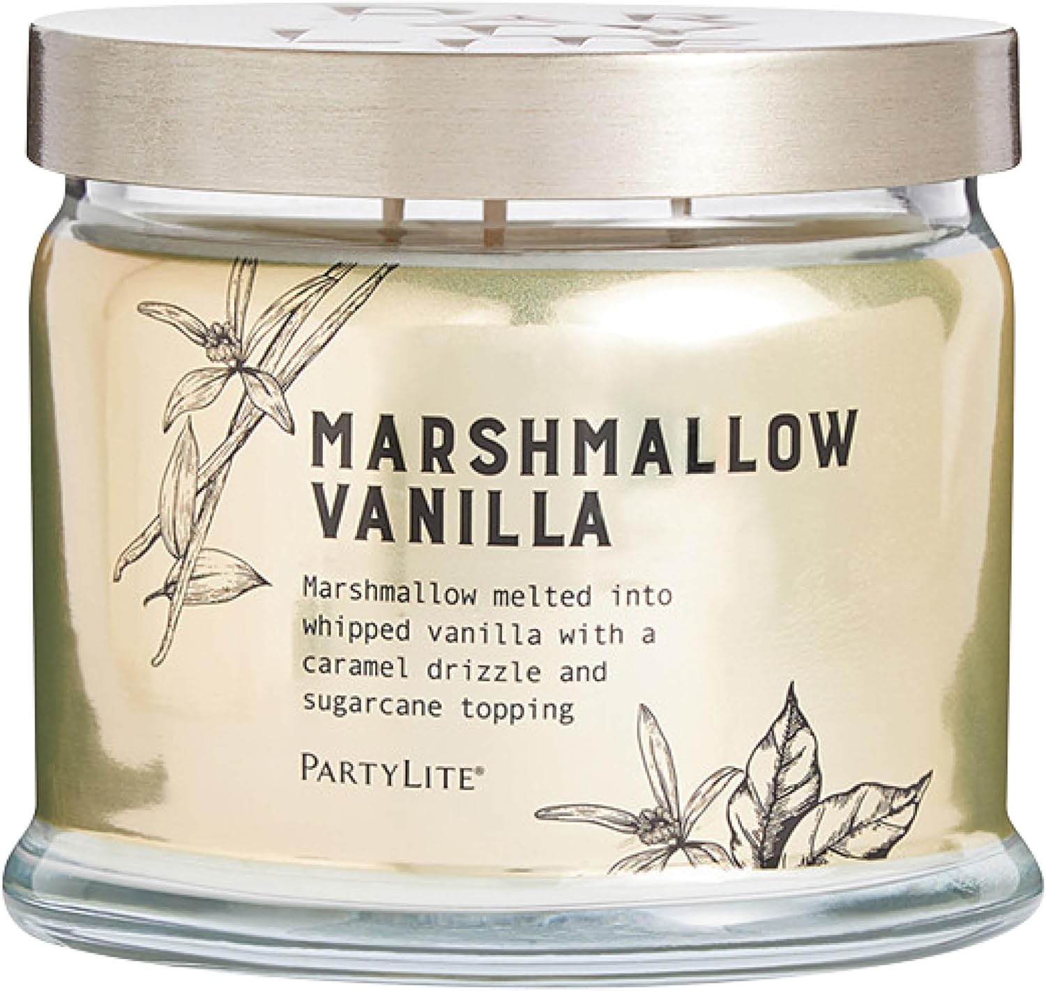 PartyLite Marshmallow Vanilla Scented with Caramel & Sugarcane Notes, 13.2oz 3-Wick Jar Candle, 45 Hour Burn Time, Luxurious Fragrance, Ideal for Gifting - Image 2