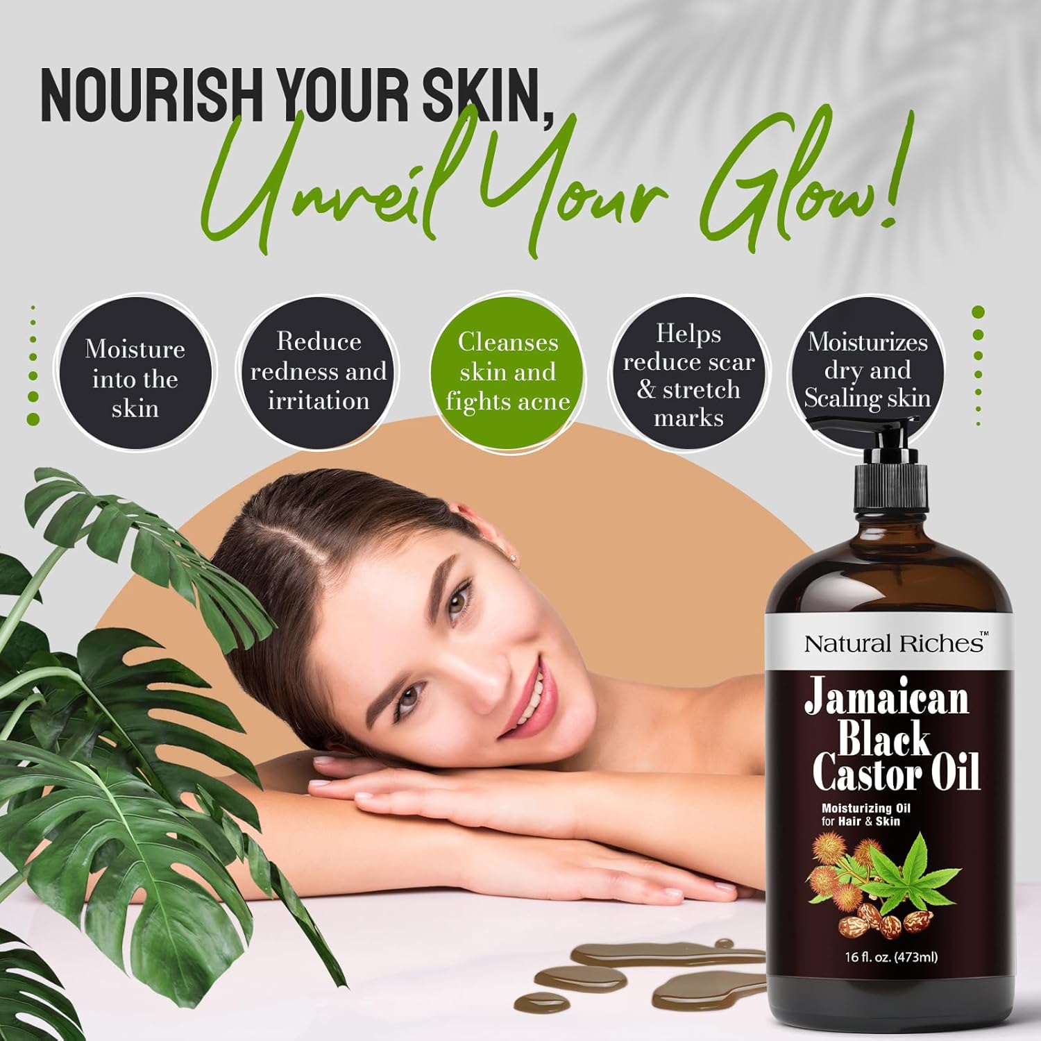 Natural Riches 16fl.oz Jamaican Black Castor Oil for Hair and Skin Care - Image 6