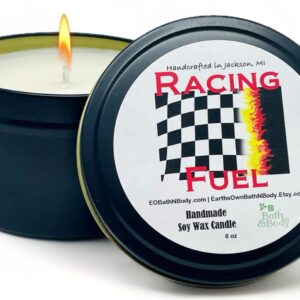 Racing Fuel 110 Hi Octane Soy Wax Novelty Candle 8 oz | Smells Like Horsepower | Handcrafted in Michigan | Gift for Her | Gift for Him