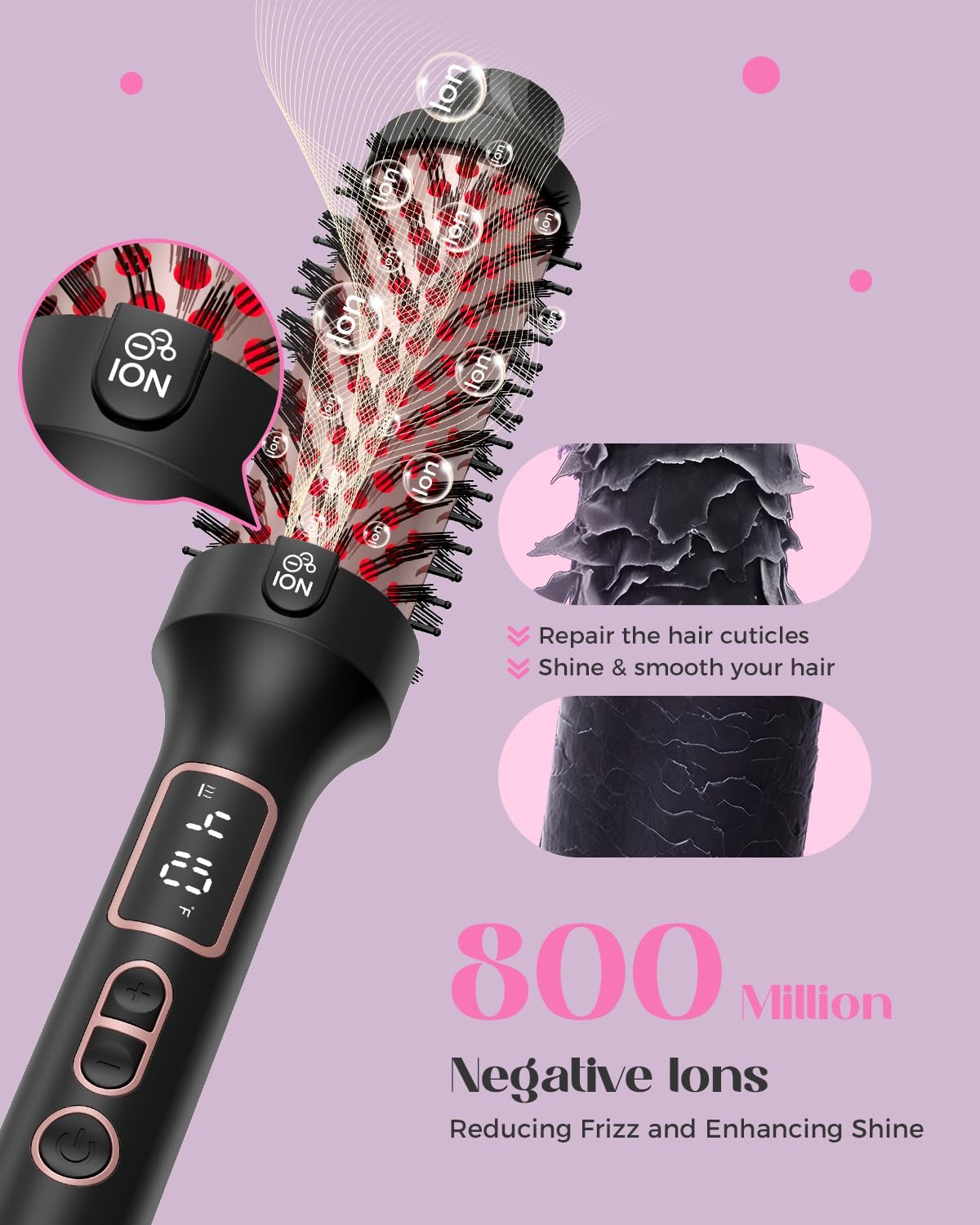 Ionic Infrared Thermal Round Brush 1.5 Inch for Smooth Hair and Natural Curls - Image 3