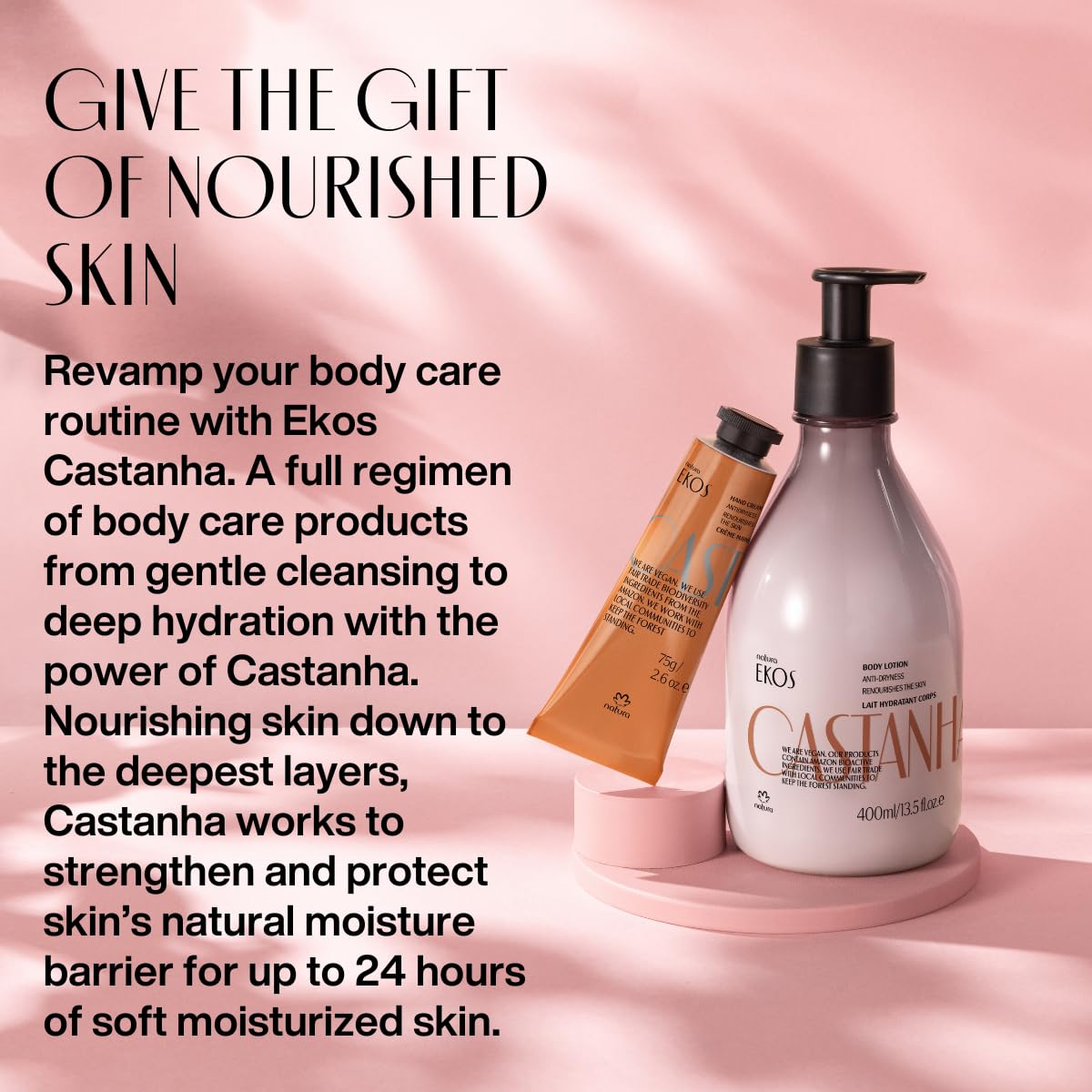 Natura - Ekos Castanha Collection Bio-Beauty Gift Set (4 Products) - Body Lotion, Hand Cream, Foot Cream, Shower Gel - Gift Box - Vegan Skin Care - Brazilian Beauty Secrets - Self Care & Body Care - Image 5