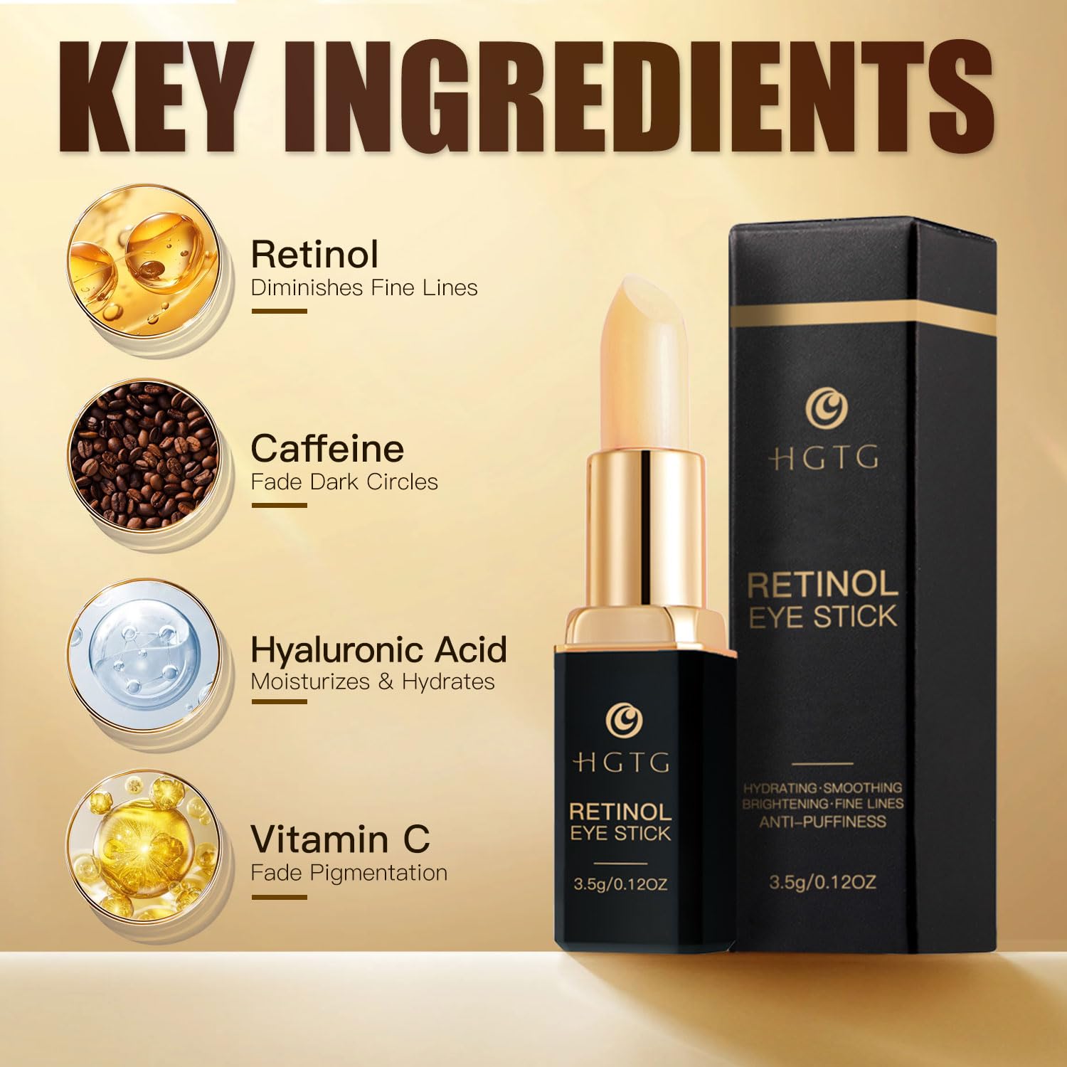 Retinol Eye Stick, Retinol Eye Cream, Anti-Aging Eye Cream for Wrinkles, Dark Circles, Puffiness & Bags Reduces Fine Lines Under Eyes 3.5g - Image 3