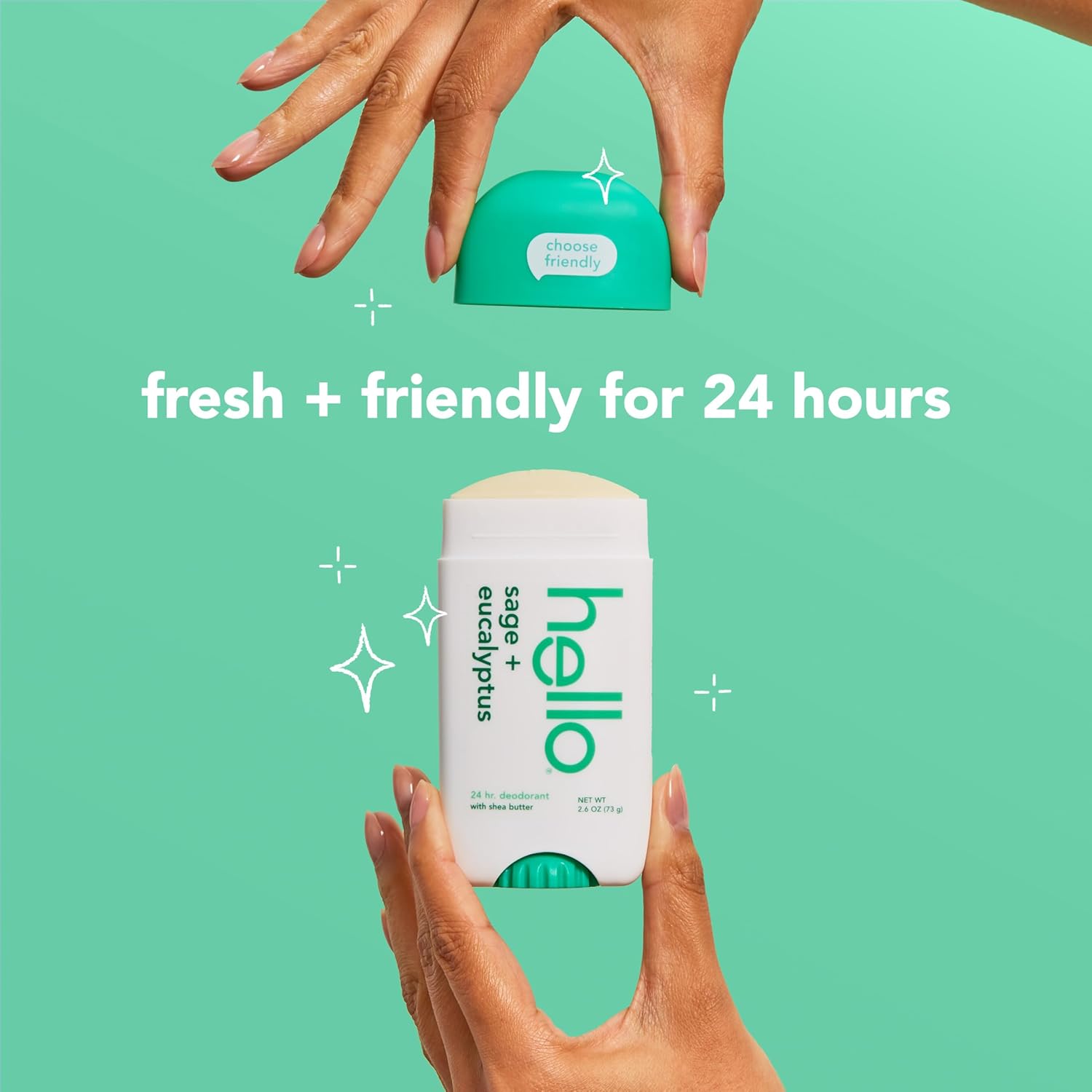 hello White Sage + Eucalyptus Deodorant With Shea Butter for Women + Men, Aluminum Free, Baking Soda Free, Parabens Free, 24 Hour Odor Protection, 2.6 Ounce, 2 Pack - Image 3
