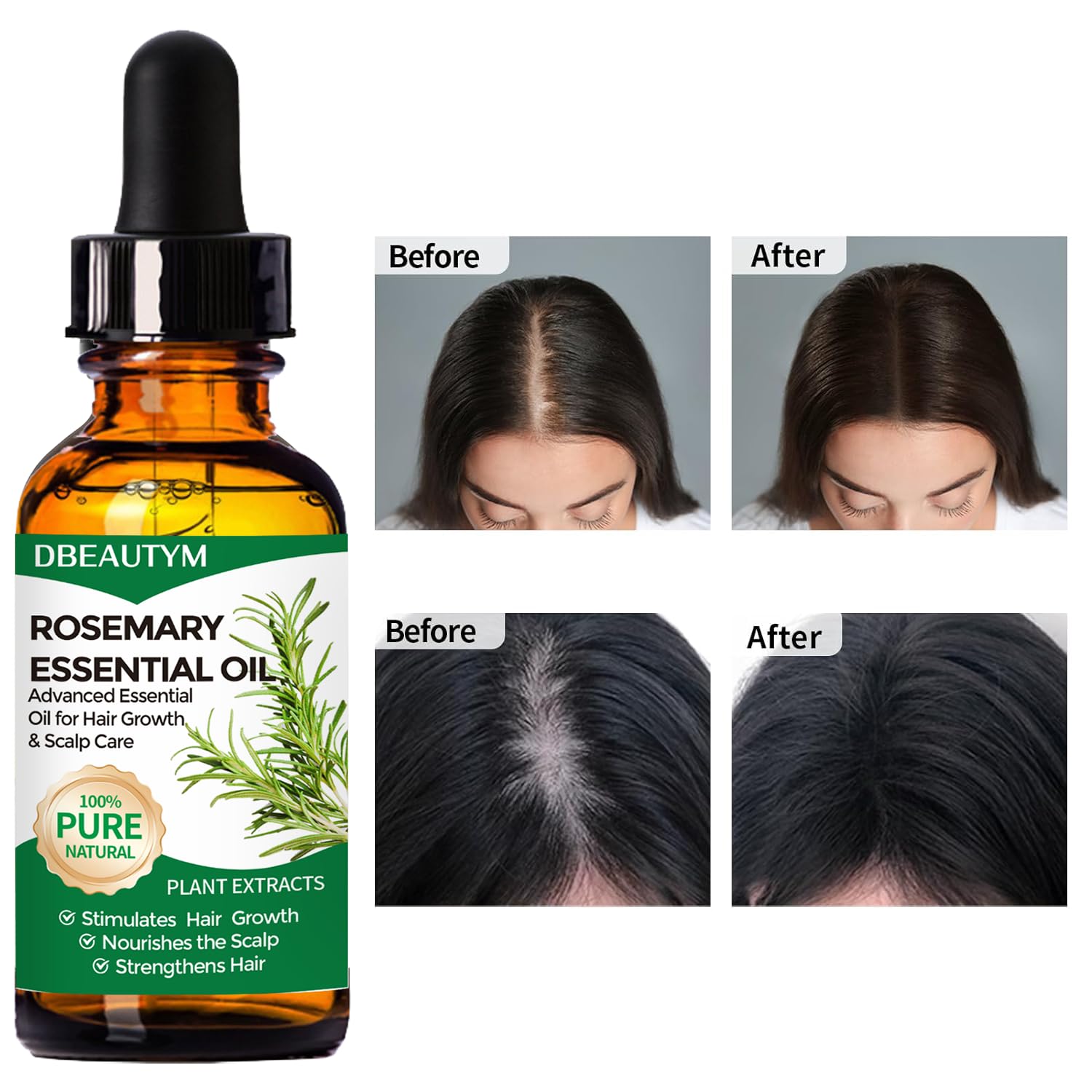 Collagen Hair Treatment Hair Mask & Rosemary Hair Growth Oil,Deep Conditioner Hydrating Hair Mask for Dry Damaged Hair,Hair Growth Oil for Hair Loss,Natural Hair Regrowth Treatment for Men and Women - Image 7