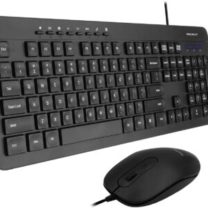 Wired Keyboard and Mouse Combo, Macally Slim Full Sized Ergonomic USB Keyboard and Mouse Wired - Quiet Wired Mouse and Keyboard - Wire Corded Keyboard for Laptop and Desktop PC Computer