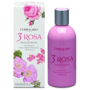 L'Erbolario 3 Rosa Shower Gel - Bath Foam With Seductive And Elegant Power - Preserves The Natural Moisture Of Skin Tissue - Perfectly In Tune With Feminine Allure - Ideal For Sensitive Skin - 8.4 Oz