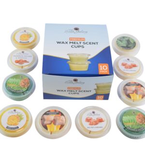 Premium Wax Melt Cups, 10 Pack, Multiple Scents Including Pineapple, Marshmallow Fireside, Balsam Cedar, Salted Caramel