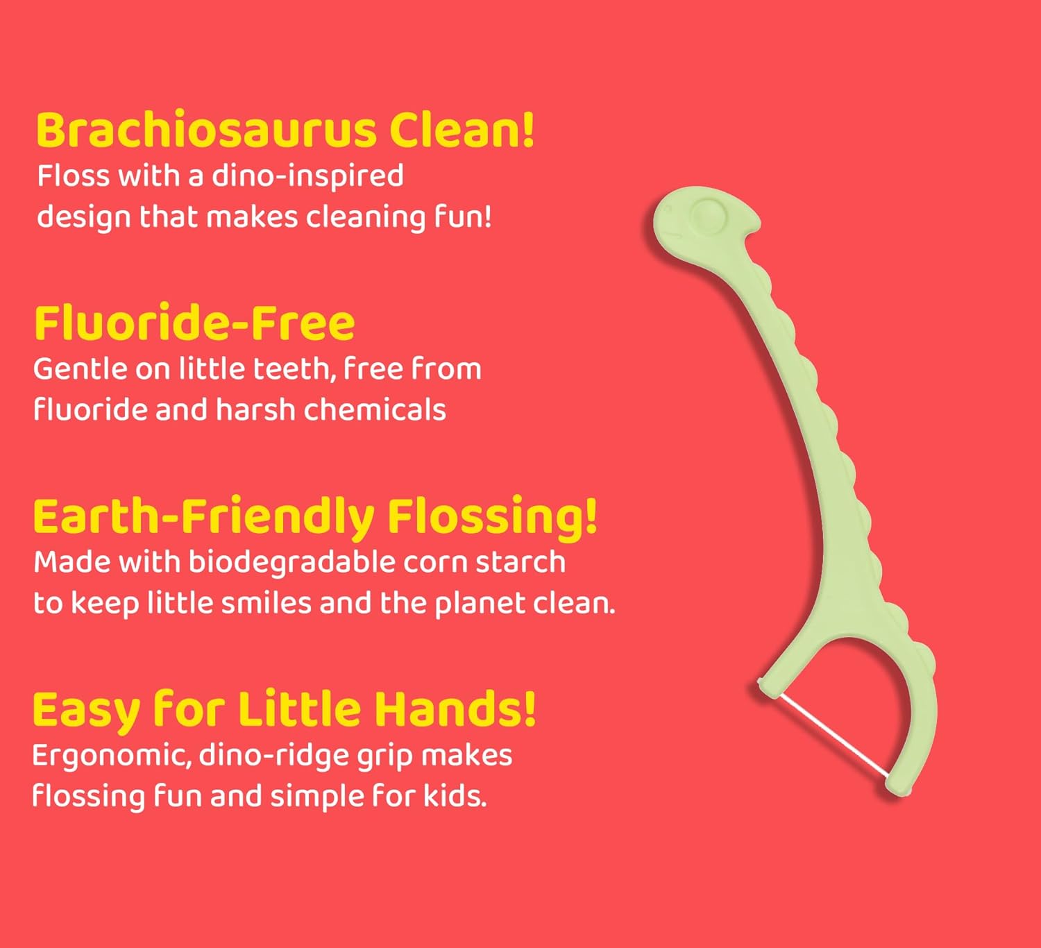 Sea Turtle Dino Floss Picks with Corn Starch Handle, Unflavored, 100 Count - Image 2