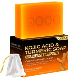 Turmeric Kojic Acid Soap Dark Spot Remover for face and body with Vitamin C, Retinol, Collagen, Original Japanese Complex - Vitamin E, Shea Butter, Castile Olive Oil