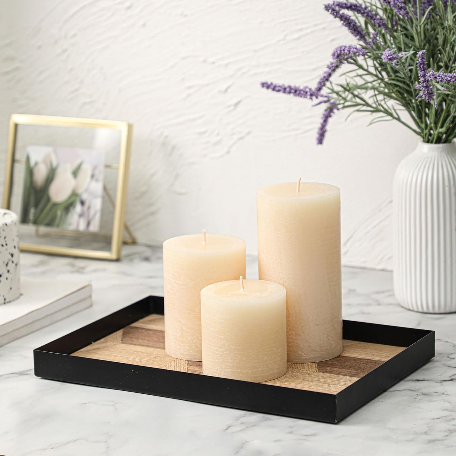 3x6 Inch Ivory Pillar Candles Set of 3 - Hand-Poured Unscented Candles, Long Clean Burning, Large Big Candles, Smokeless Dripless Candles for Dinner Table, Wedding, Home, Bathroom, Rustic Decor - Image 2