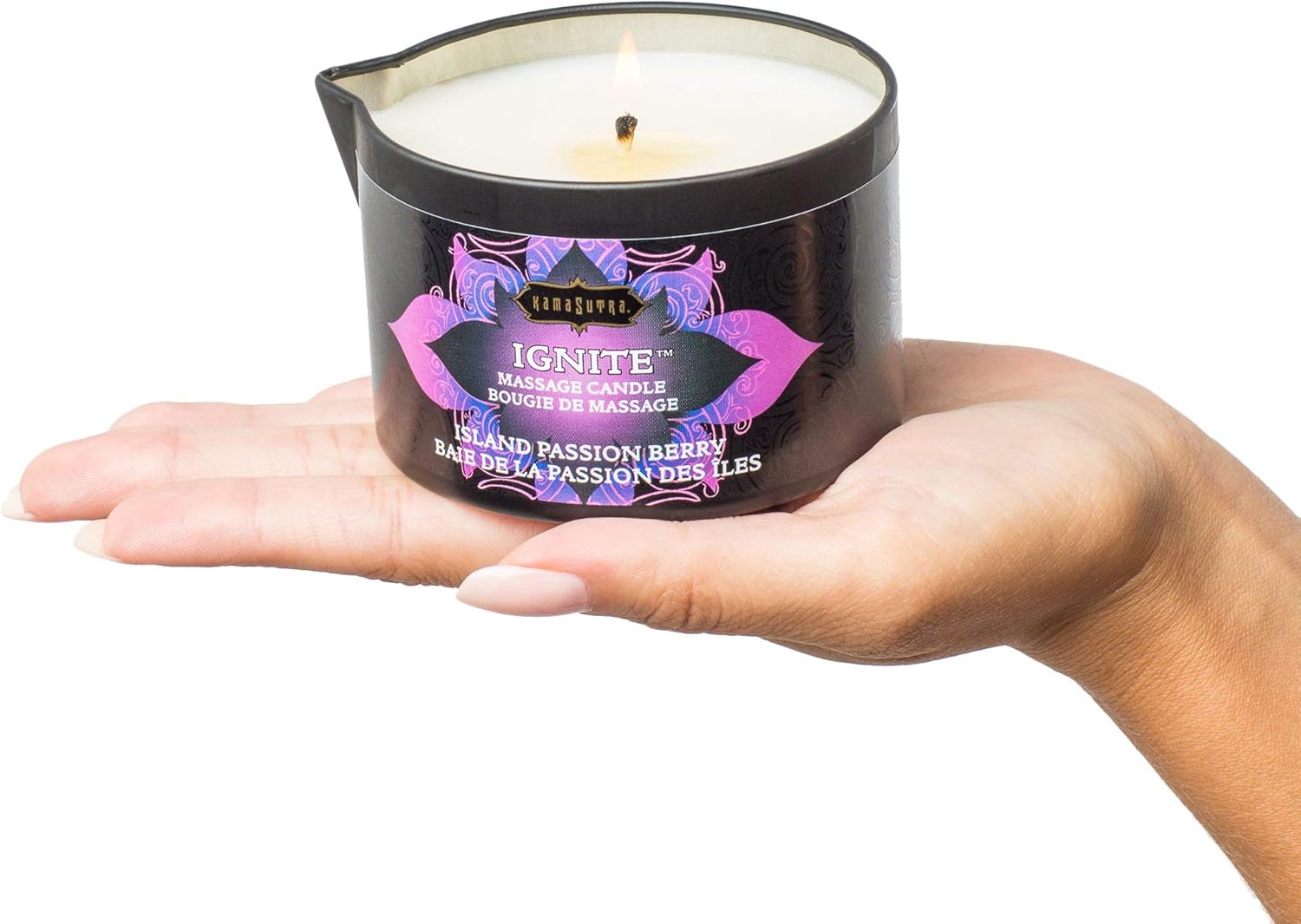 KAMA SUTRA Ignite Massage Candle - Coconut Oil and Soy Based - Island Passion Berry, 6 oz Candle Melts into a Warm Massage Oil, Couples Massage, Pour Spout Massage Candle - Image 3