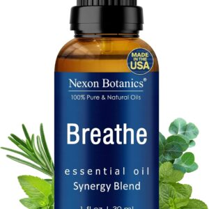 Breathe Essential Oil Blend 30 ml - Breath Sinus Relief with Menthol Oils - for Humidifiers, Diffusers, and Aromatherapy - Nexon Botanics