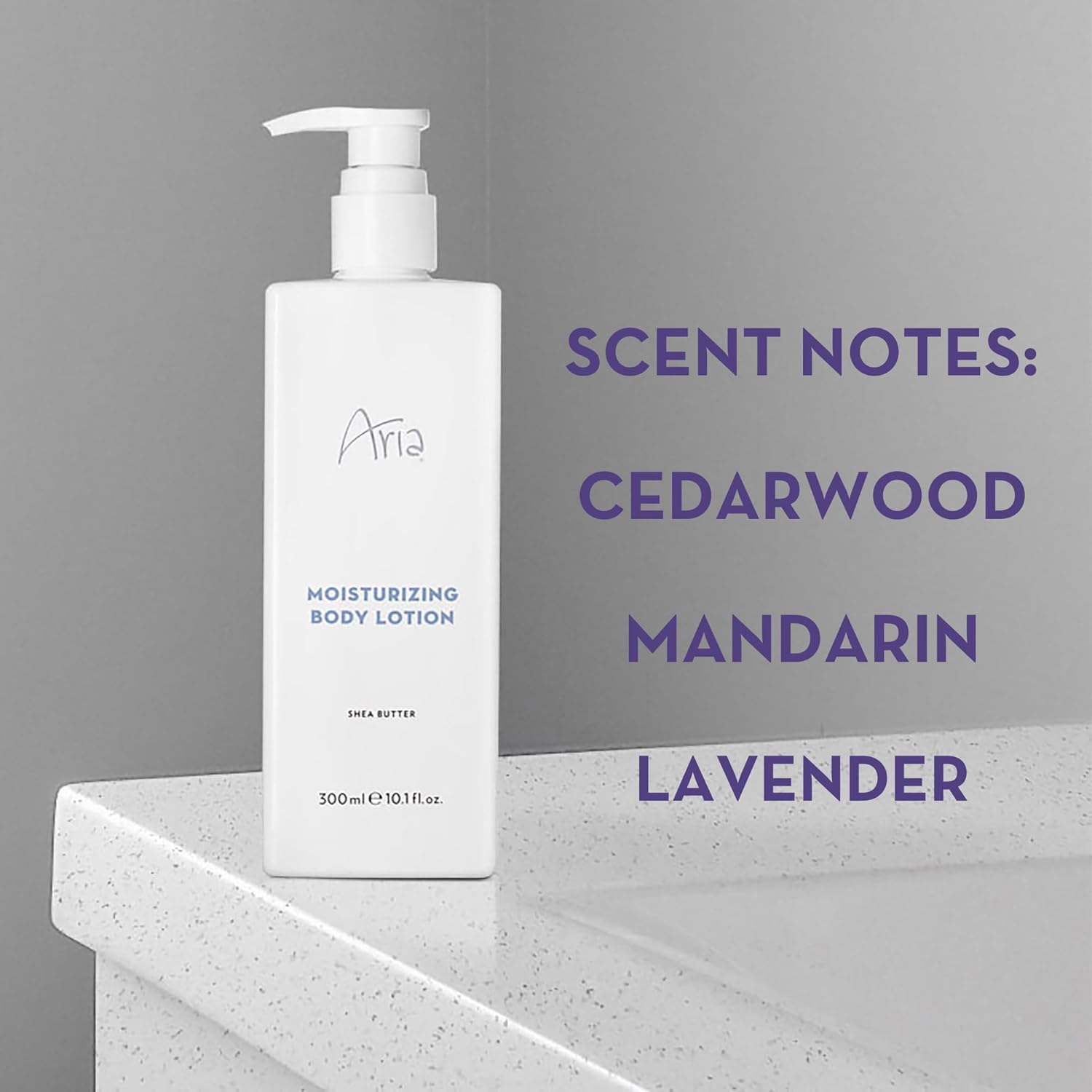 Aria Moisturizing Body Lotion - Hydrating Shea Butter - Scented with Cedarwood, Green Mandarin, Lavender - Vegas Hotel Body Lotion - 10 oz - Image 2