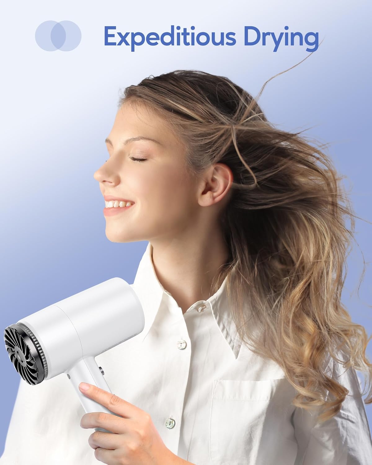 Wavytalk 1875W Ionic Lightweight Professional Hair Dryer White with Diffuser and Concentrator Attachment - Image 4