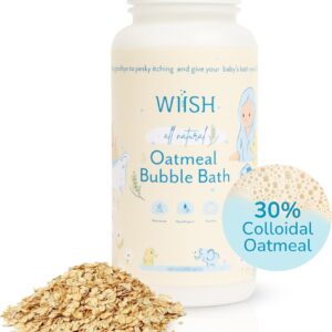 WIISH Baby Oatmeal Bubble Bath - Baby Bubble Bath for Sensitive Skin with 30% Colloidal Oatmeal | Aloe vera powder + Lavender powder Healing Ingredient, soothing Itchiness, Rashes, Dryness 16 oz(260g)