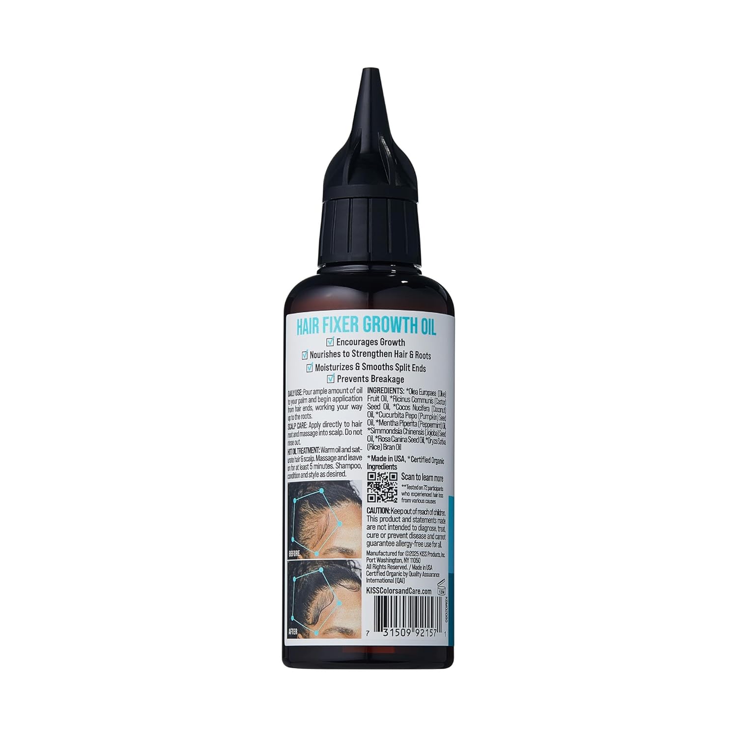 KISS Colors & Care Organic Hair Fixer Growth Oil 133mL for Stronger Follicles Reduced Breakage - Image 7