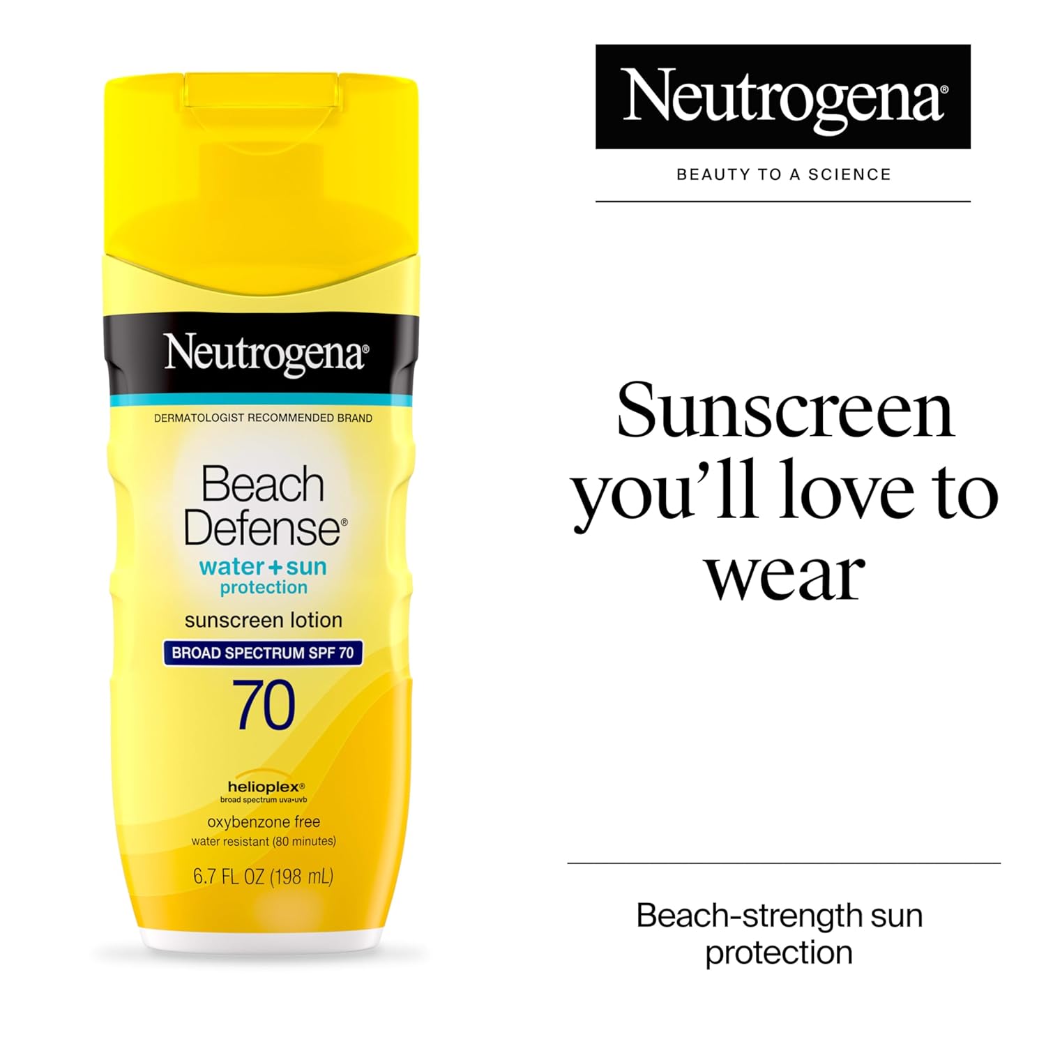Neutrogena Beach Defense SPF 70 Sunscreen Lotion, 6.7 oz, Oil-Free, Quick Absorbing - Image 2