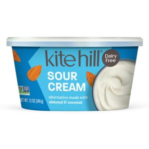 Kite Hill Almond Milk Sour Cream Alternative, 12 Ounces, Gluten Free, Non-GMO, Vegan