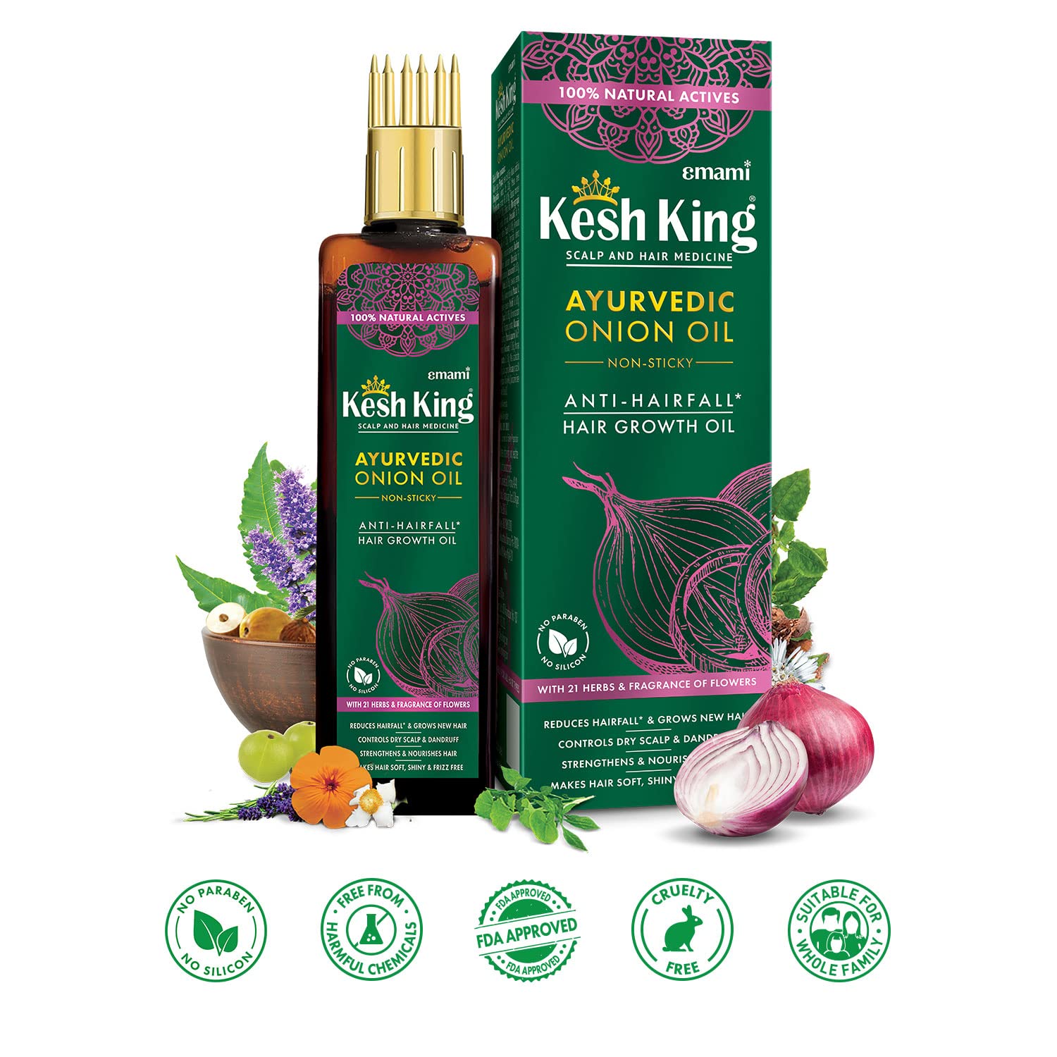 Organic Onion Hair Oil with Curry Leaves for Hair Growth and Loss Control, 6.76 Fl Oz - Image 3