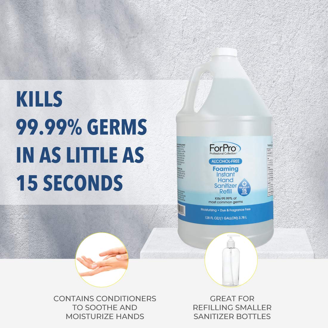 ForPro Professional Collection Alcohol-Free Foaming Instant Hand Sanitizer, Moisturizing, Dye and Fragrance Free Sanitizer, 1 Gallon Refill - Image 5