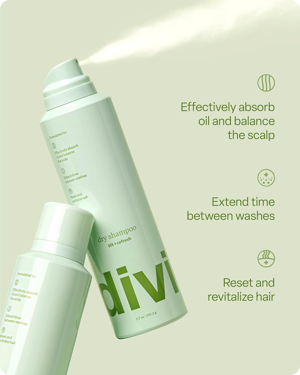 Divi Dry Shampoo Spray for Women - Formulated to Absorb Oil, Balance the Scalp and Extend Time Between Washes - Free of Benzene, Butane, Propane and Talc, 5.3oz (1 Pack) - Image 3