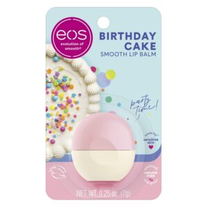 eos Natural Shea Lip Balm- Birthday Cake, All-Day Moisture Lip Care Products, 0.25 oz (Pack of 2)