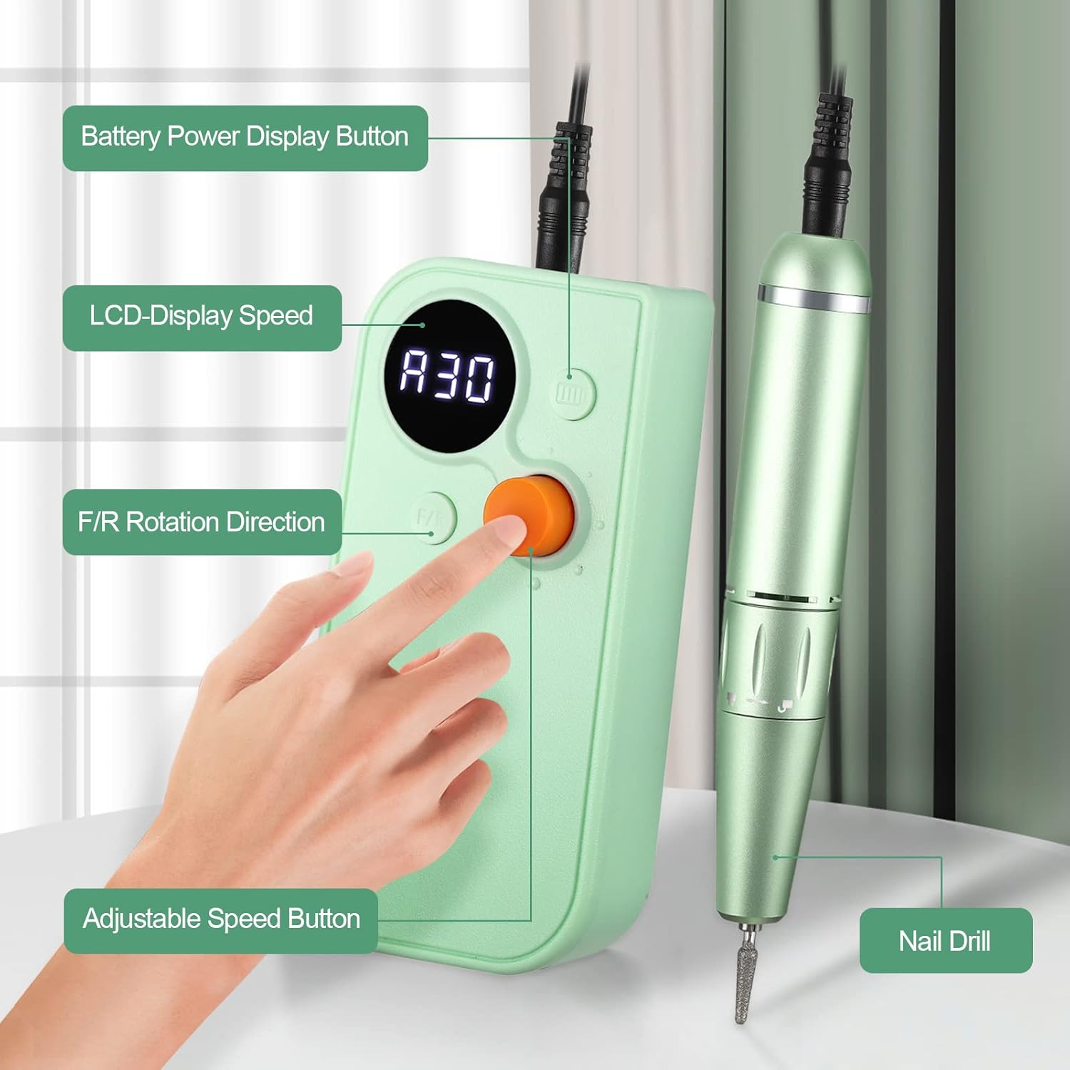 Rechargeable Portable Electric Nail Drill Kit with 7 Bits for Home Manicure Pedicure - Image 2
