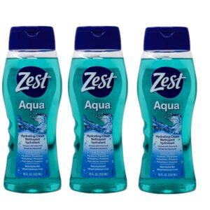 Zest Body Wash Aqua with Vitamin-E Hydrating 18 Ounce (Pack of 3)