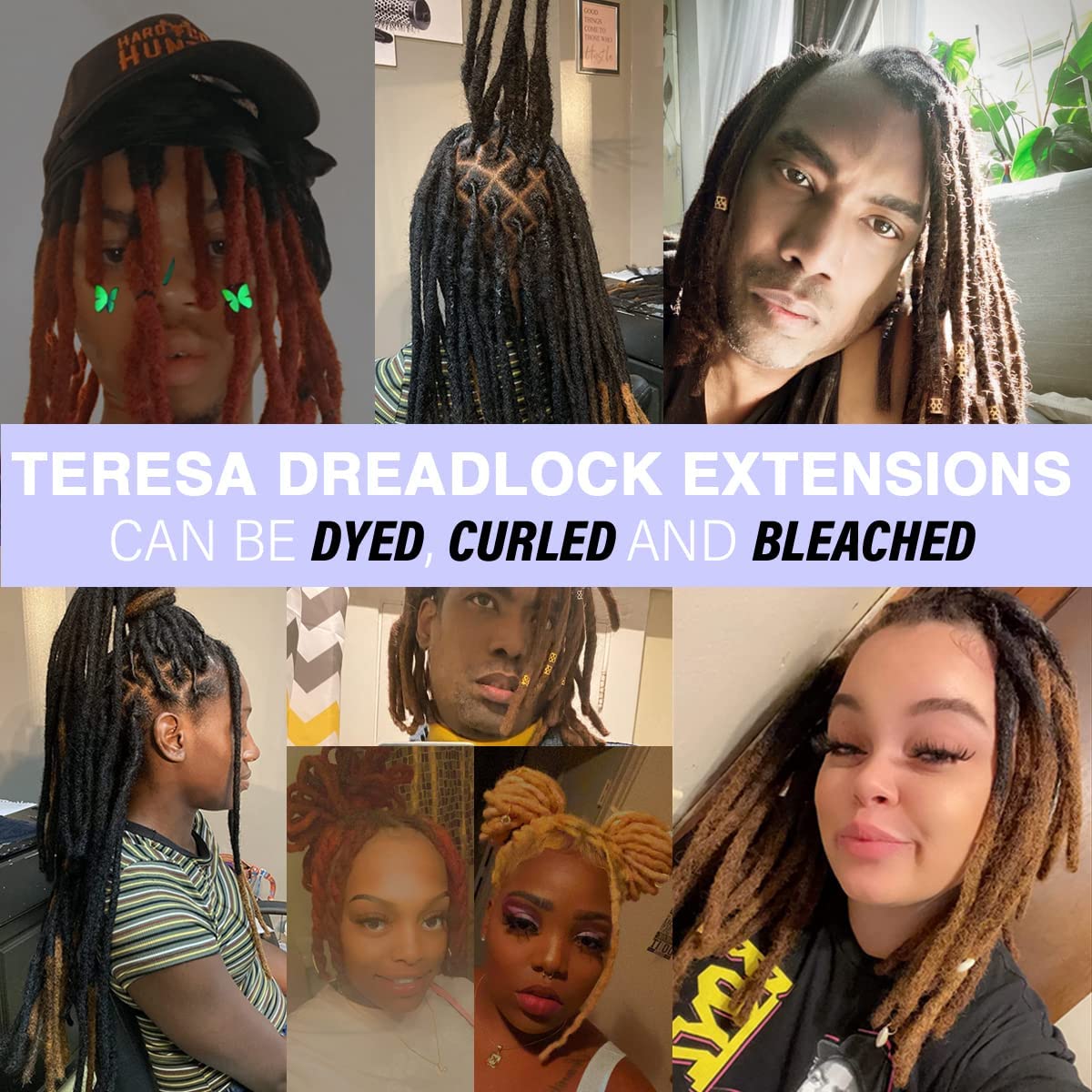 Teresa 100% Human Hair Dreadlock Extensions 10-100 Strands 6-18 Inch Handmade - Image 8