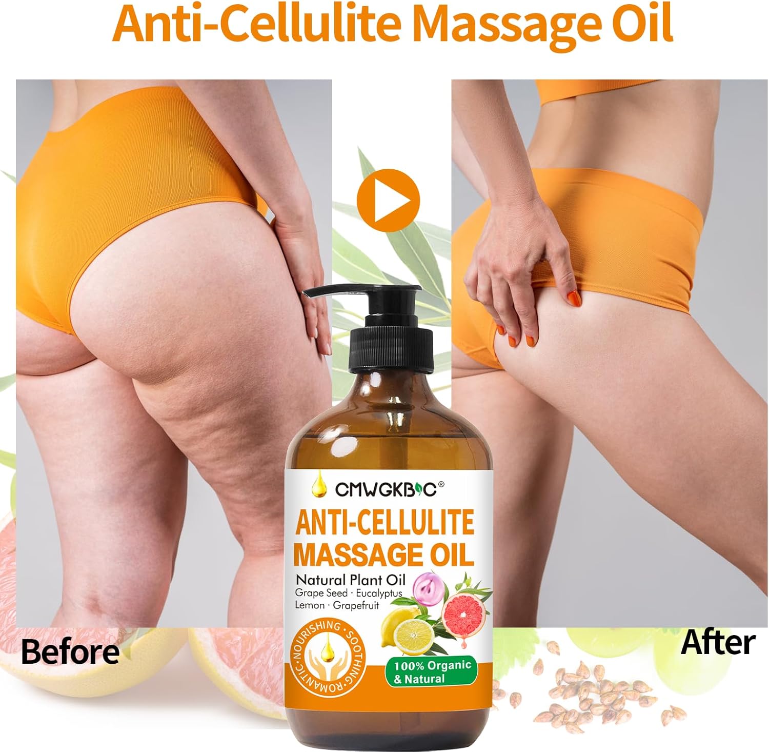 Anti Cellulite Oil Massage Oil for Massage Therapy,Body Oil for Skin Tightening & Cellulite Remover in Thighs and Butt,Cellulite Treatment Massage Oil,Assists with Firming,Toning & Moisturizes Skin - Image 3