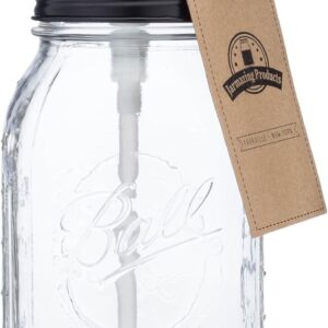 Quart Size Mason Jar Soap and Lotion Dispenser - Black - by Jarmazing Products - Made from Rust-Proof Stainless Steel