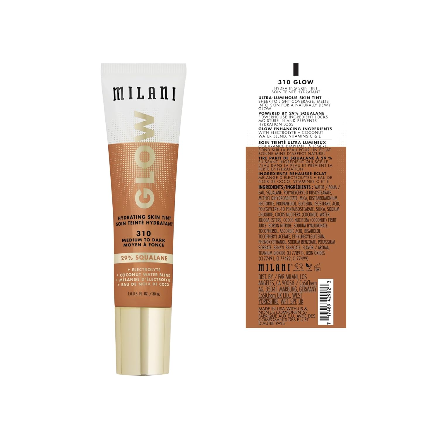 Milani Glow Hydrating Skin Tint Medium to Dark Shade Dewy Finish Light Coverage 1.0 oz - Image 2