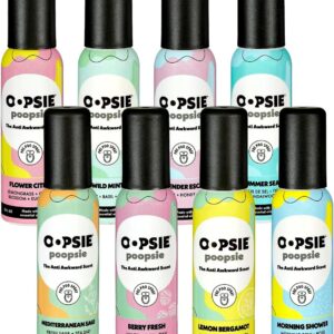 Pre-Poo toilet spray, discreet & portable original odor deodorizer scents. Pocket-friendly pre-poo spray to use on the go 2oz 8-bottle variety pack for 8-distinct aroma experience