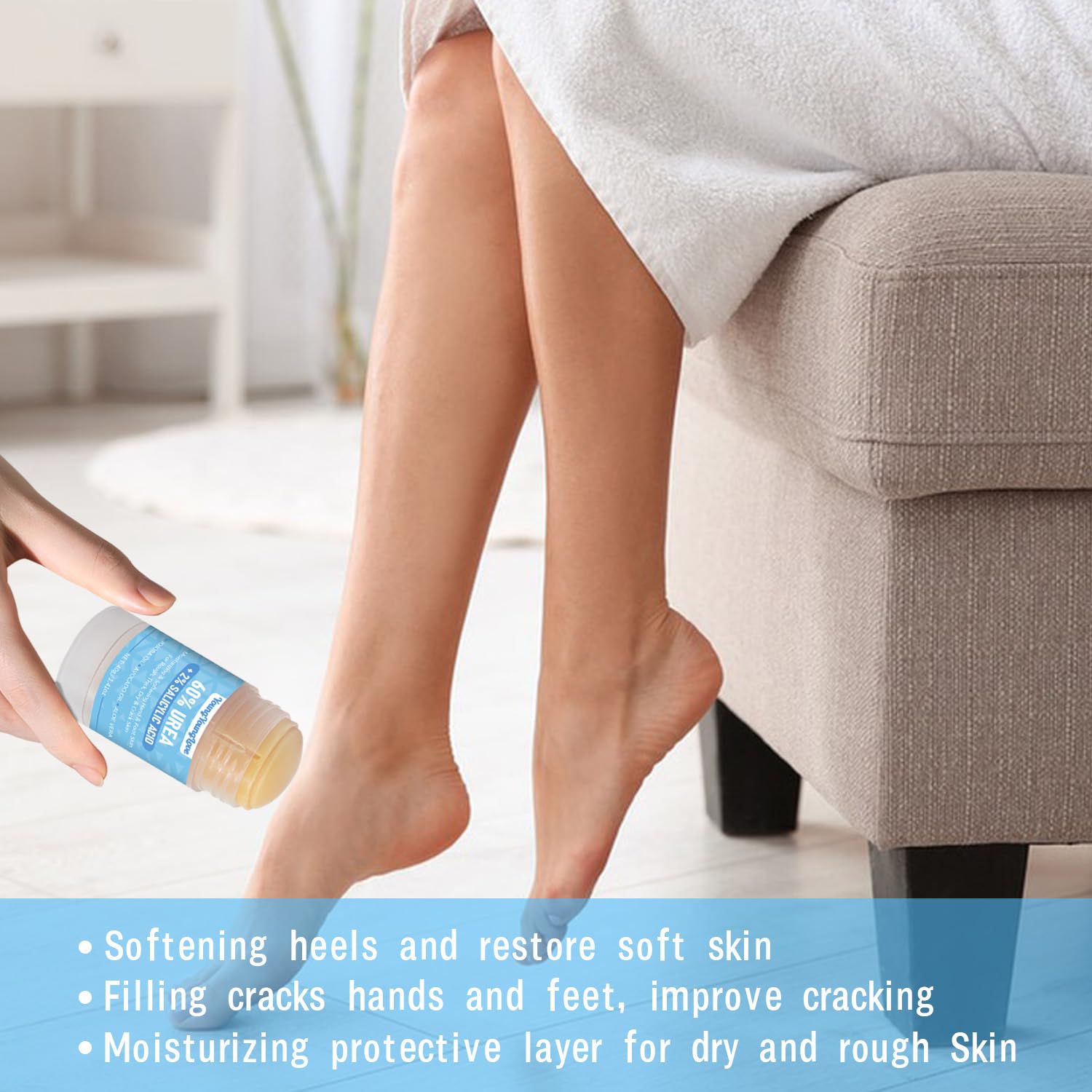 Urea Cream 60% with 2% Salicylic Acid Foot & Hand Cream Stick - Repair Balm for Cracked Hands, Elbows, Knees, Feet & Heels, Calluses and Exfoliation, Hydrates & Softens Dry Skin, 1.41 oz (1) - Image 5
