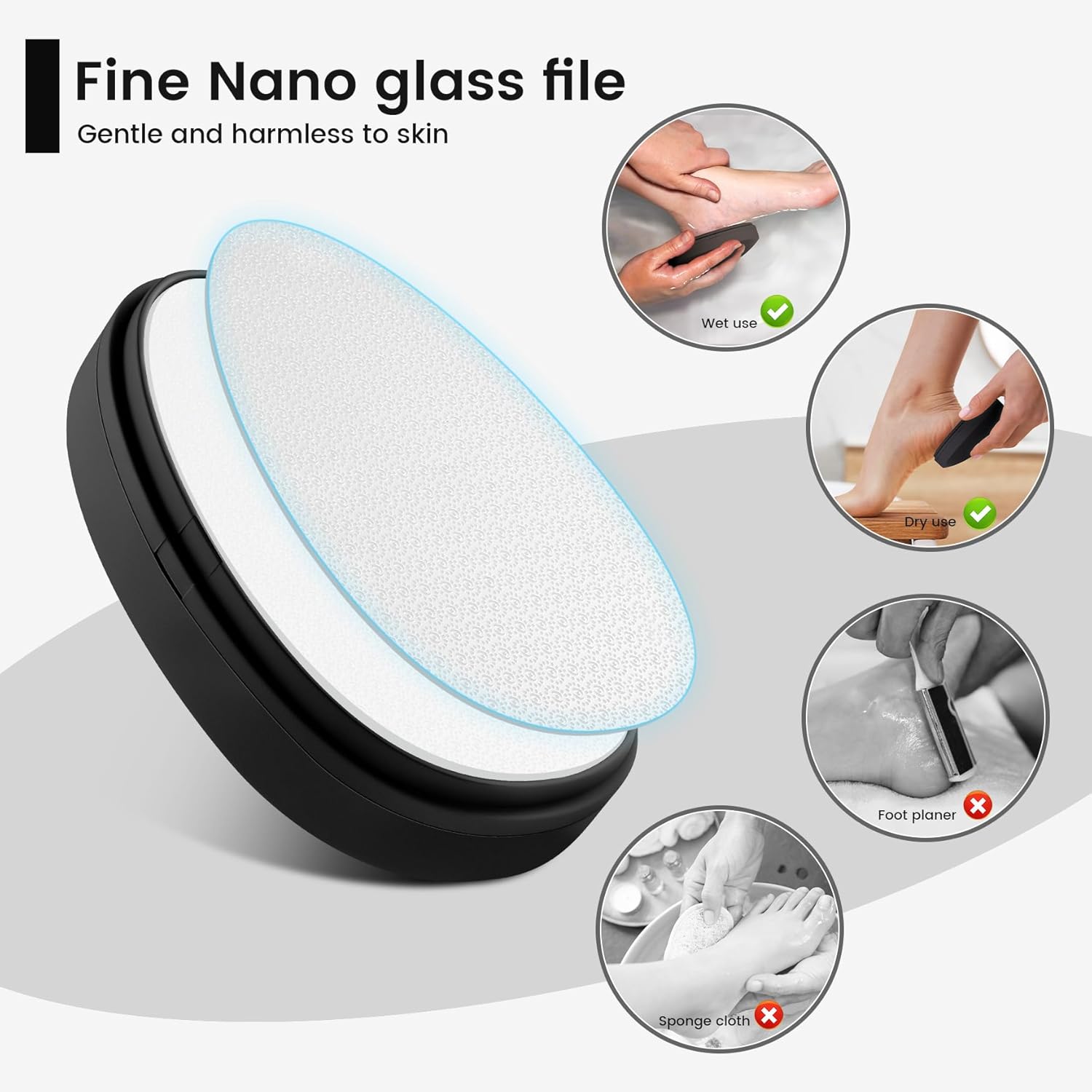 BEZOX Nano Glass Foot Pumice Stone Callus Remover Black with Cover Gentle Glass Foot File Scraper - Image 5