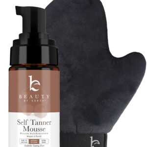 Self Tanner Tanning Mousse Kit - USA Made with Natural & Organic Ingredients, Self Tanner Mousse and Mitt, Tan Kit, Fake Tan Tanning Foam, Medium to Dark, Sunless Tanners Best Sellers