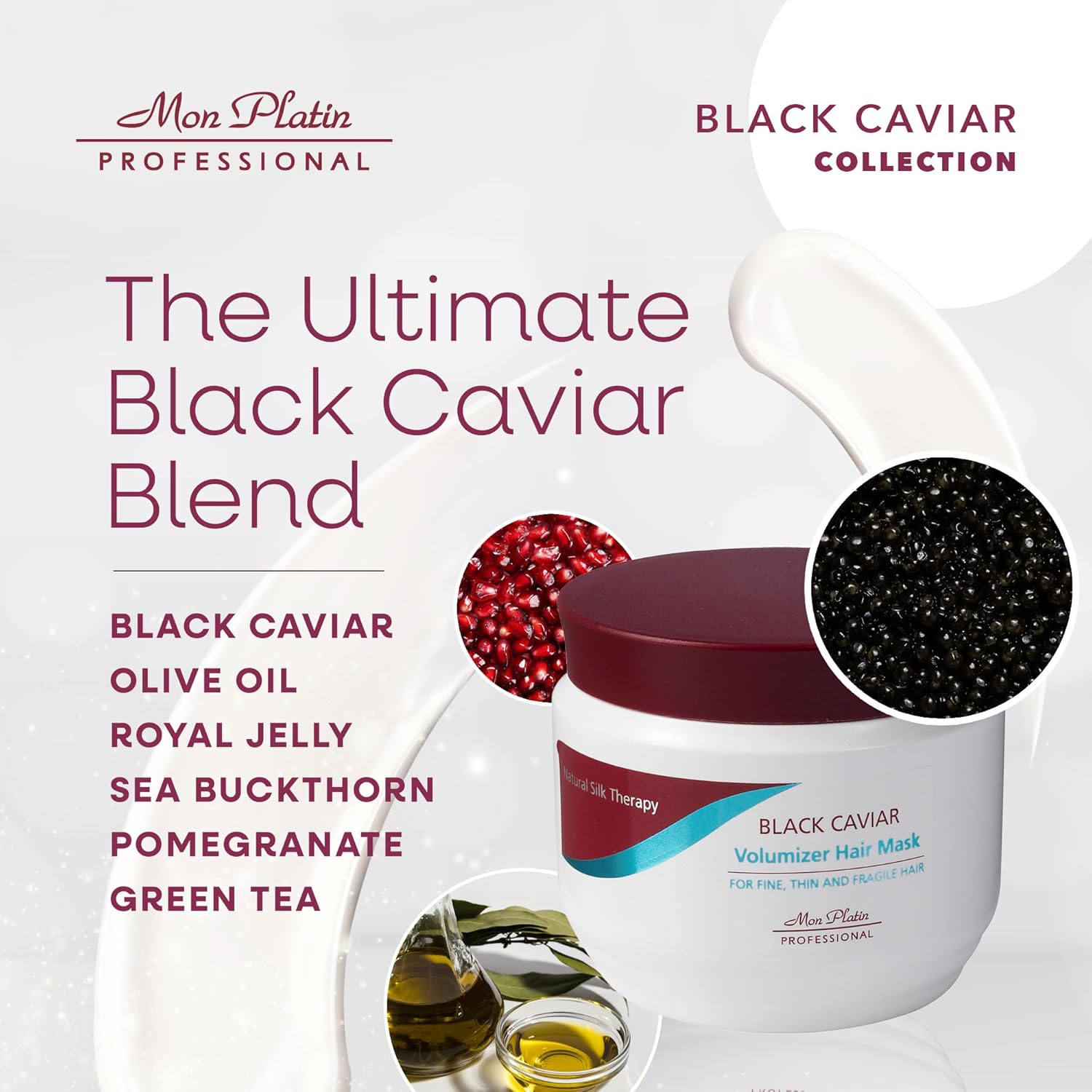 Mon Platin Black Caviar Volumizing Shampoo and 500ml Hair Mask for Fine Hair - Image 2
