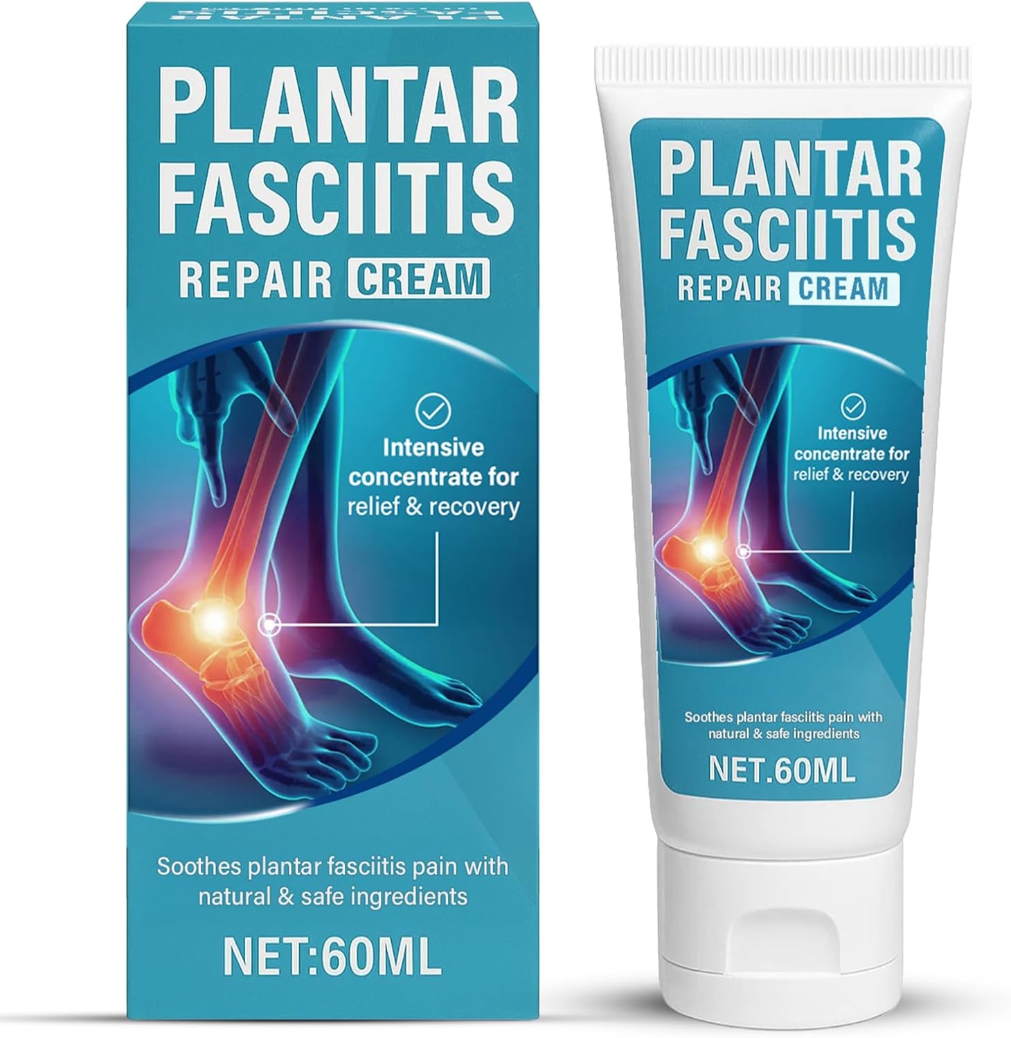 TRIXES Plantar Fasciitis Relief Cream, Natural Foot Pain Relief Cream for Plantar Fasciitis,Heel Spurs, Mild & Effective, Suitable for Daily Use, 60ML