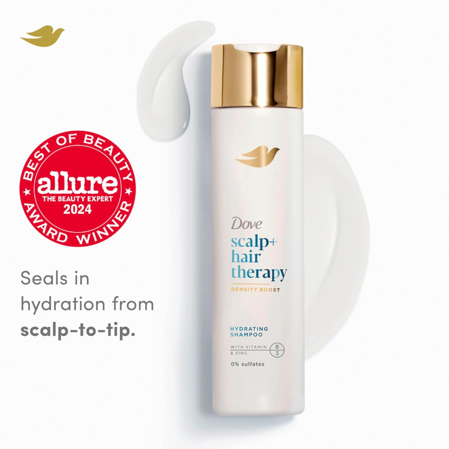 Dove Density Boost Hydrating Shampoo Scalp + Hair Therapy for Gentle Cleansing, with Vitamin B3, Zinc and 0% sulfates, 9.25 oz - Image 4