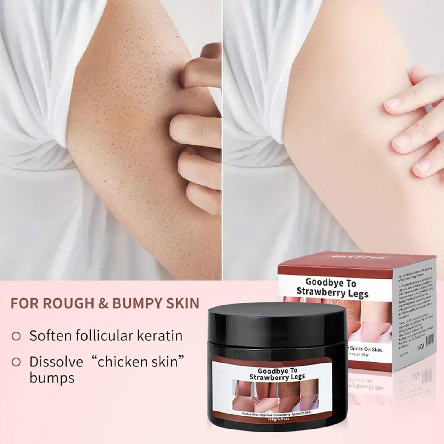 Exfoliating Body Cream for Strawberry Legs Rough Skin Lotion 8 oz - Image 4