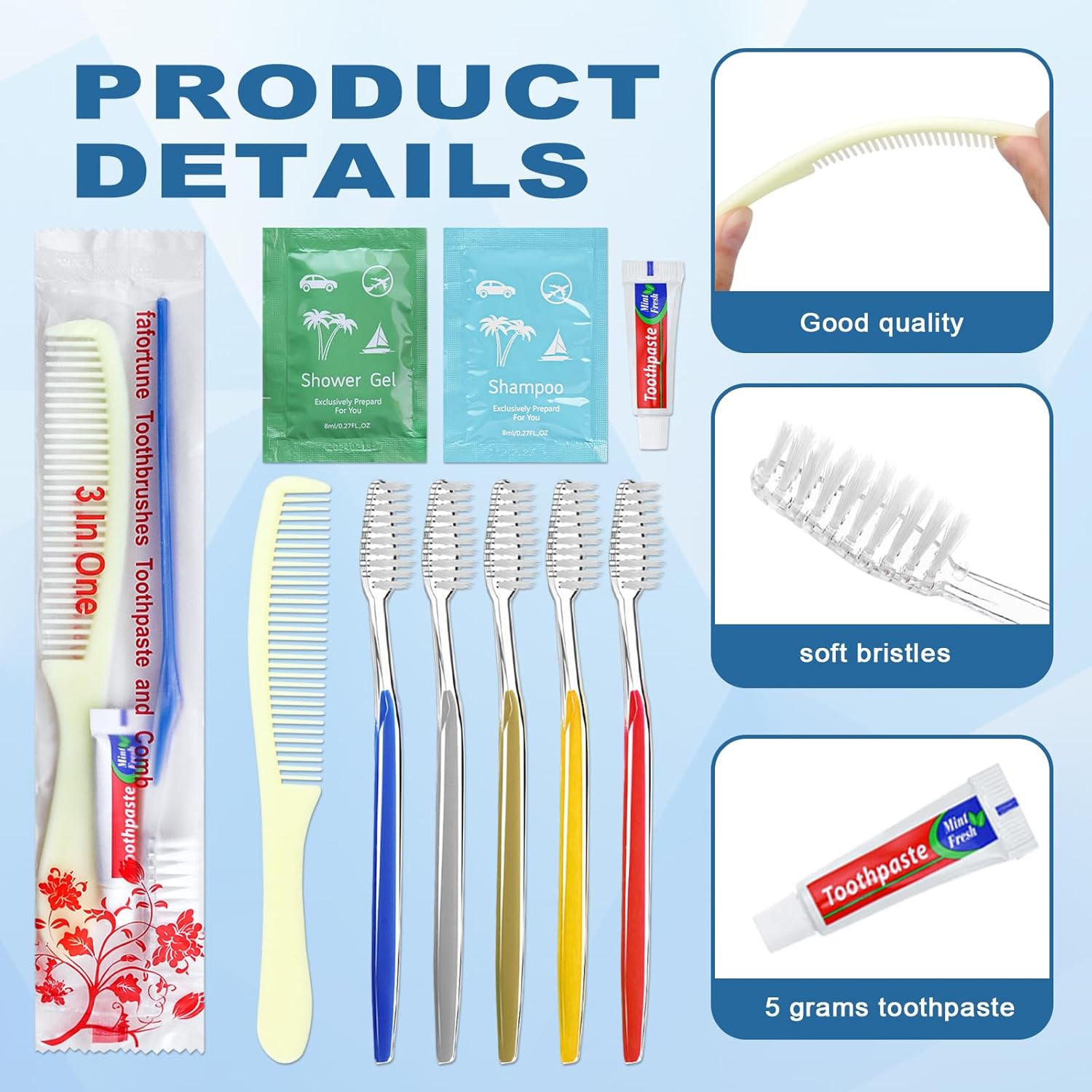 100 Pack Bulk Hygiene Kits for Homeless Individuals with Toothbrushes, Toothpaste, Comb, and Toiletries - Image 3