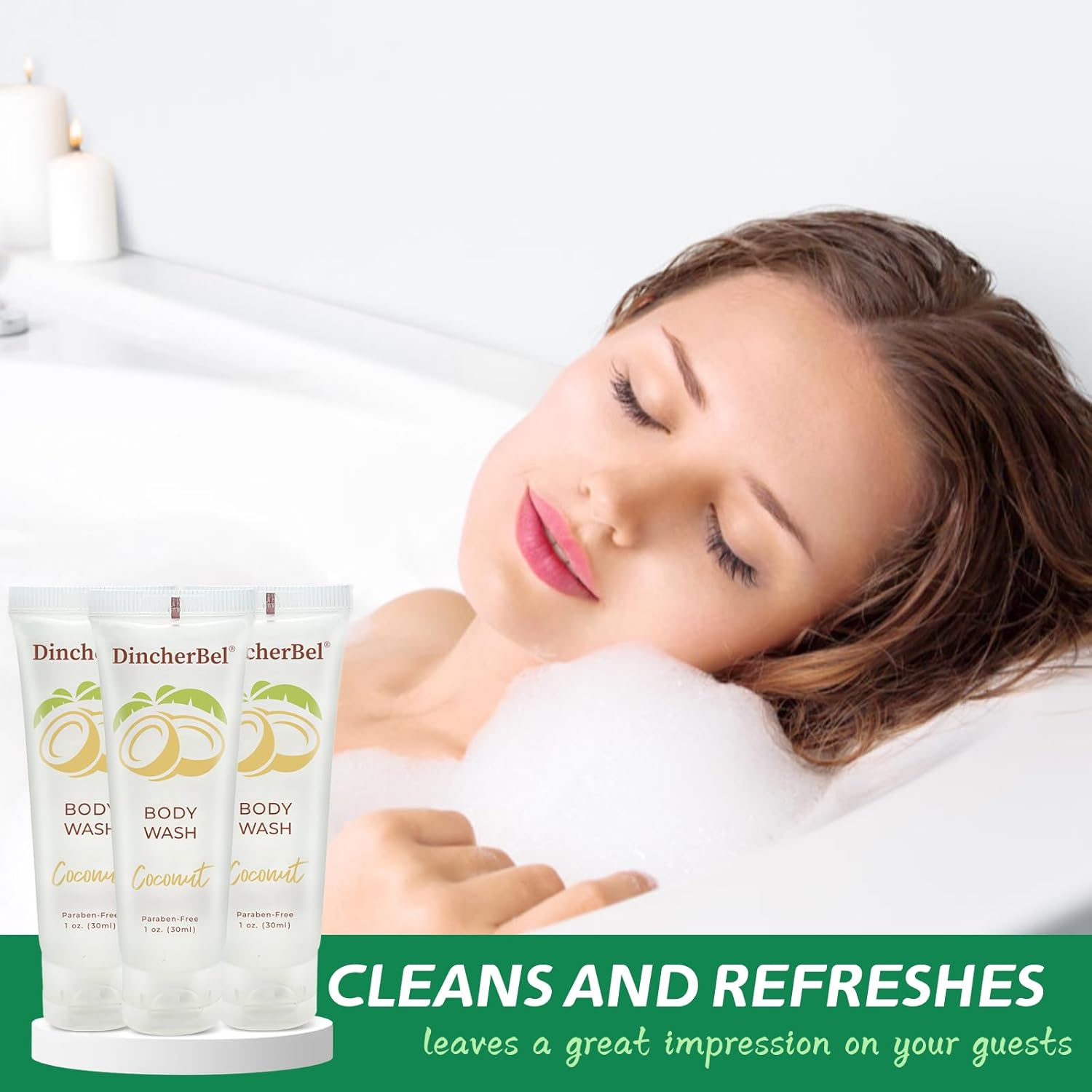 Travel Size Body Wash Bulk, Small Size Guest Hotel Toiletries, Refreshing Tropical Coconut Scent Shower Gel Great for Vacation Rental and Airbnb Toiletries (1 Fl Oz, 100 Pack) - Image 5