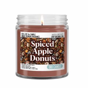 Spiced Apple Donuts Scented Candle - Smells Like Apple Cider Donuts - 100% Naturally Vegan Soy and Premium Fragrance | Great Gift | Handmade in Denver, Colorado (4oz Glass Jar)